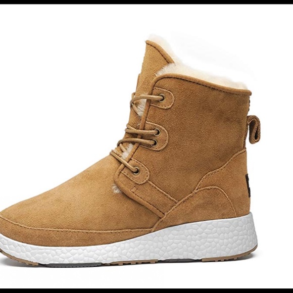 AU&MU women Suede Upper matching Fur Boots